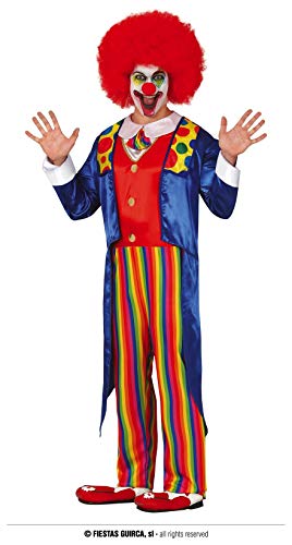 FIESTAS GUIRCA Regenbogen Clown Kostüm Herren für Karneval, Fasching, Geburtstage -Größe L 52 – 54 - Zirkus Kostüm inkl. Jackett u Overall - Halloween Böser Clown Kostüm für Erwachsene von FIESTAS GUIRCA