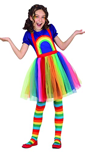 FIESTAS GUIRCA Regenbogen Mädchen Kostüm – Regenbogenkleid mit buntem Tüllrock für Mädchen von 5-6 Jahren von FIESTAS GUIRCA