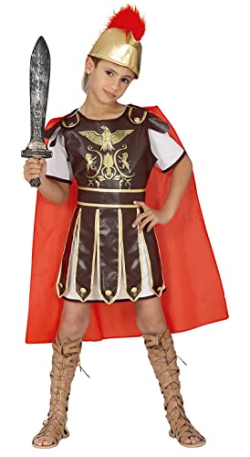 Fiestas Guirca Römer Kostüm Kinder - Jungen Gladiator Kostüm - Alter 5-6 J. - Römischer Krieger Kostüm inkl. Römer Helm mit Helmbusch - Länderkostüm Karneval, Fasching, Halloween, Antike Party von Fiestas Guirca