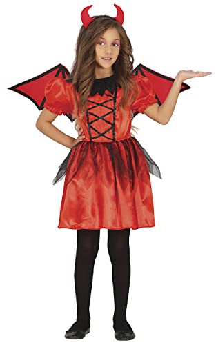 FIESTAS GUIRCA Rote Teufelin Kostüm – Teufelshörner Haarreif und Teufel Kleid mit Flügeln – Halloween Kinder Kostüm für Mädchen von 10-12 Jahren von FIESTAS GUIRCA