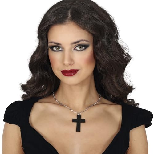 FIESTAS GUIRCA | Schwarze Kreuz Halskette (6 cm) - Schmuckzubehör für Nonne, Vampirin und Hexe an Halloween und Kostümpartys - Ideal für Erwachsene Frauen - Schwarz von FIESTAS GUIRCA