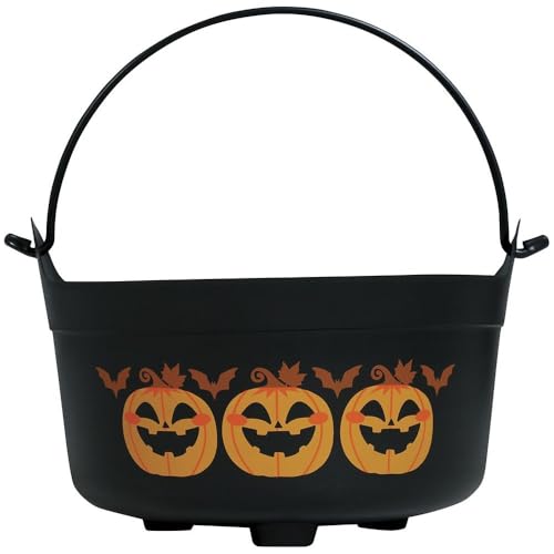 FIESTAS GUIRCA | Schwarzer Kürbis Kessel (24x23x15 cm) - Eimer für Halloween und Partydekoration - Ideales Zubehör für Hexenfeiern und andere Feste - Schwarz von FIESTAS GUIRCA