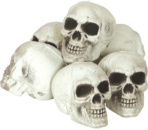 FIESTAS GUIRCA | Set 6 Totenköpfe (8 cm) - Halloween Dekoration für Partys und Skelettfeiern - Ideal für gruselige Umgebungen und Schreckensszenarien - Weiß von FIESTAS GUIRCA