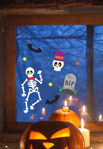 FIESTAS GUIRCA | Skelett Gel Dekoration (20x25 cm) - Wand-, Tür- und Fensterdeko - Ideal für Halloween und Gruselfeste - Skelett Dekoration für Feiern - Mehrfarbig von FIESTAS GUIRCA