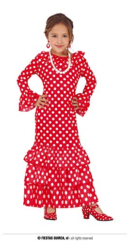 FIESTAS GUIRCA Spanische Flamenco Tänzerin Mädchen Kostüm - Alter 3-4 Jahre - Authentisches Kinder Flamenco Kostüm rot weißes Pünktchen Kleid - Länderkostüm für Karneval, Fasching, Halloween von FIESTAS GUIRCA