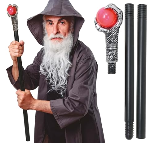 FIESTAS GUIRCA | Stock mit Klaue zerlegbar (78 cm) - Spielzeugwaffe für mittelalterliche Kostüme und Fantasiepartys - Ideales Zubehör für Halloween und Karneval - Für alle Nutzer - Schwarz Silber von FIESTAS GUIRCA