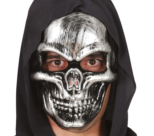 FIESTAS GUIRCA | Totenkopf Maske Silber (Einheitsgröße) - Zubehör für Skelett- und Bösewicht Kostüme für Halloween und Gruselfeiern von FIESTAS GUIRCA