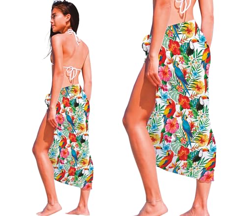 FIESTAS GUIRCA | Tropical Hawaii Sarong (150x100 cm) - Textiltuch für Sommerfeste und Graduierungen - Ideales Accessoire für Hawaii-Feiern und andere Anlässe - Damen - Mehrfarbig von FIESTAS GUIRCA