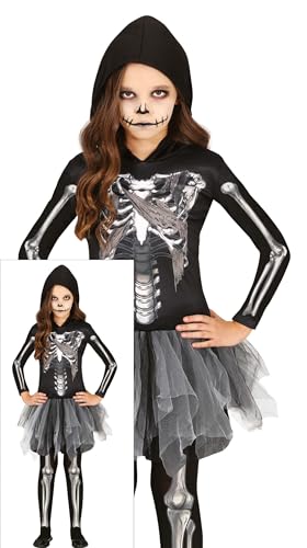 FIESTAS GUIRCA Tüllrock Skelett Kostüm Halloween Kostüm Kinder – 3D Aufdruck Kleid mit Kapuze und Leggings – Kostüm Kinder Halloween Mädchen 3-4 Jahre von FIESTAS GUIRCA