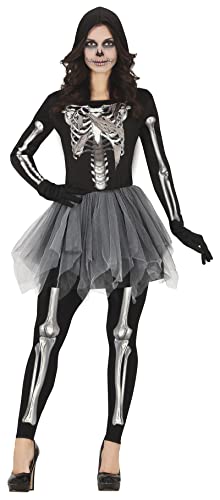 FIESTAS GUIRCA Tullrock Skelett Kostüm – 3D-Druck Kleid mit Kapuze und Leggings Halloween Kostüm Erwachsene Damen Größe 34-36 S von FIESTAS GUIRCA