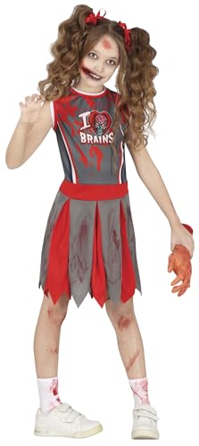 FIESTAS GUIRCA Untote Cheerleader Halloween Kostüm Kinder – Blutige Rot Graue Cheerleader Uniform – Zombie Kostüm Kinder Halloween Mädchen 7-9 Jahre von FIESTAS GUIRCA