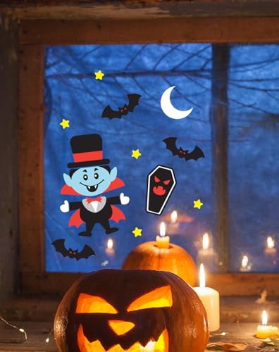 FIESTAS GUIRCA | Vampir Gel Dekoration (20x25 cm) - Wand-, Tür- und Fensterdeko - Ideal für Halloween und Gruselfeste - Vampir Dekoration für Feiern - Mehrfarbig von FIESTAS GUIRCA