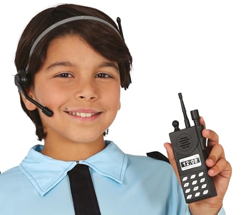 FIESTAS GUIRCA | Walkie Talkie Set mit Kopfhörern - Spiel Gadget für Polizeikostüm - Ideal für Kostümpartys, Karneval und Halloween - Zubehör für alle Nutzer - Schwarz von FIESTAS GUIRCA