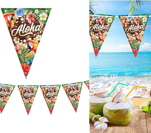 FIESTAS GUIRCA | Wimpelgirlande Aloha Sommer (3m/20x30 cm) - Papierdekoration für Abschlussfeiern und Sommerpartys - Ideal für Hawaiianische Feiern und Strandthemen - Bunt von FIESTAS GUIRCA