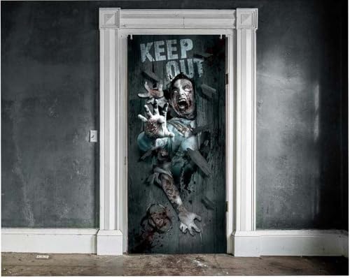 FIESTAS GUIRCA Zombie Attack Türdekoration (80 x 180 cm), Dekoration für Wand, Tür und Fenster, ideal für Halloween-Partys und gruselige Feiern, mehrfarbig von FIESTAS GUIRCA