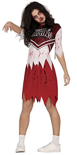 FIESTAS GUIRCA Zombie Cheerleader Kostüm – Blutige Rote Cheerleader Uniform – Halloween Kostüm Erwachsene Damen Größe 40-42 L von FIESTAS GUIRCA