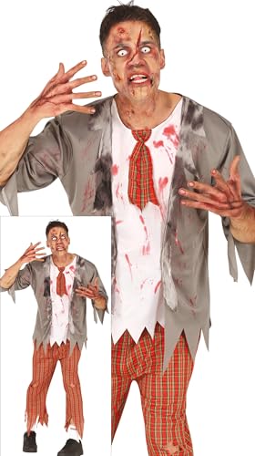 FIESTAS GUIRCA Zombie Highschooler Halloween Kostüm Herren – Rote Schuluniform für Männer – Kostüm Herren Halloween M 48-50 von FIESTAS GUIRCA