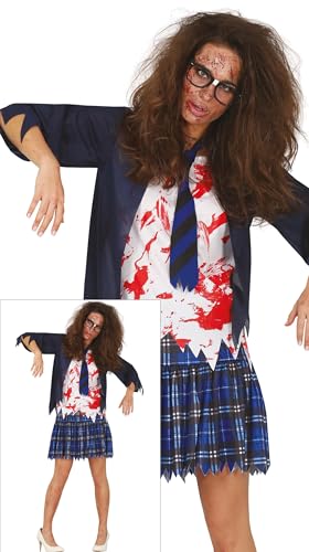 FIESTAS GUIRCA Zombie Schulmädchen Blaue Schuluniform - Damen Kostüm Größe L 42 – 44 Für Karneval/Fasching, Halloween, Themen Partys von FIESTAS GUIRCA