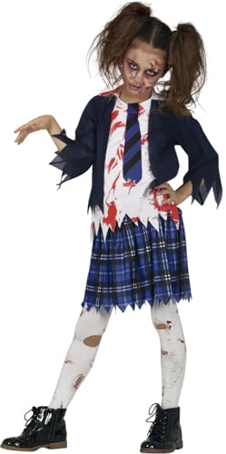 FIESTAS GUIRCA Zombie Schulmädchen Uniform in Blau Weiß für Kinder Alter 10-12 Jahre Für Karneval/Fasching, Halloween, Themen Partys von FIESTAS GUIRCA