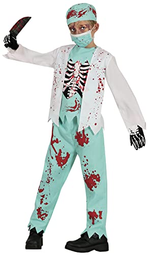 FIESTAS GUIRCA Zombie Skelett Arzt Kostüm – Blutige medizinische Chirurg Uniform – Halloween Kinder Kostüm für Jungen von 10-12 Jahren von FIESTAS GUIRCA