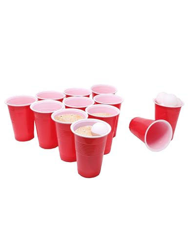 Fiestas GUiRCA Beer Pong Spiel mit Bechern und Bällen – Rot – Einheitsgröße von FIESTAS GUIRCA