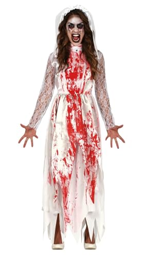 FIESTAS GUIRCA Blutige Horror Braut Halloween Kostüm Damen – Haarreif mit Schleier und Blutiges Brautkleid – Halloween Kostüm Dame XL 44-46 von FIESTAS GUIRCA