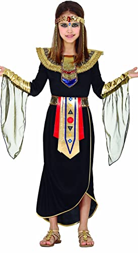 Fiestas GUiRCA Hochwertiges Königin Cleopatra Kostüm Kinder Teenagers 5-6 Jahre - Ägyptische Königin Kostüm Schwarz Gold, Pharao Göttin Mädchen Kostüm Karneval, Kleopatra Kleid Fasching, Fastnacht von FIESTAS GUIRCA