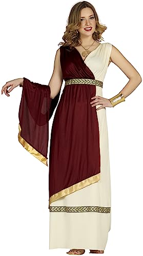 Fiestas GUiRCA Römische Göttin der Antike Karneval Kostüm Damen – Römerin Aphrodite Kostüm Damen Griechisches Toga Kostüm in Weinrot u. Weiß – Venus Toga Kleid Griechin Faschingskostüm Gr. XL 44-46 von FIESTAS GUIRCA