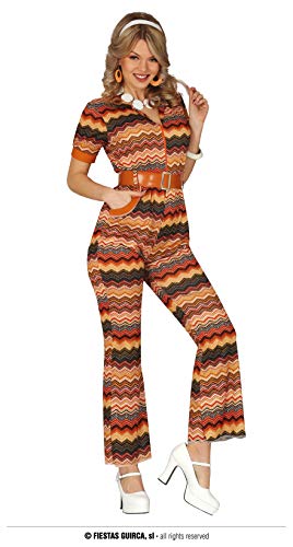 Fiestas Guirca Hippie Kostüm Damen – Schlager Star Disco Outfit Größe L 42–44 - Retro Hippie Kleidung Damen 70er Jahre Kostüm Erwachsene -Flower Power Anzug Karneval, Fasching Kostüm Damen, Fastnacht von Fiestas Guirca