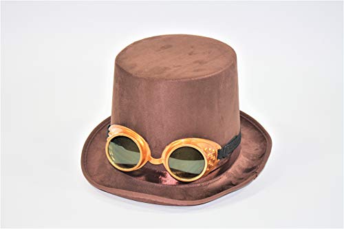 Guirca 13006 Zylinder Steampunk mit Brille, Einfarbig, braun, Taglia unica von FIESTAS GUIRCA