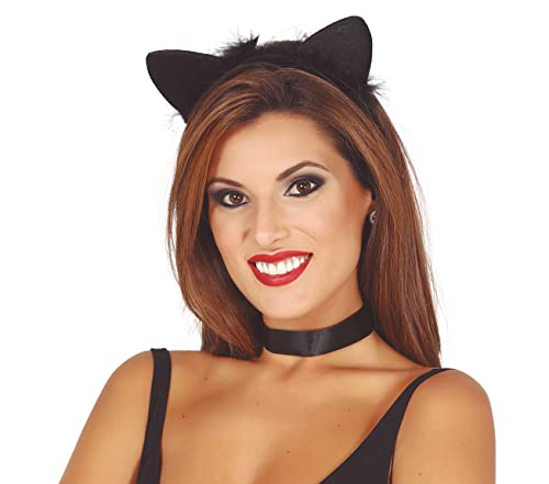 schwarze Katzen Ohren schwarzes Fell für Damen Karneval Fasching Party schwarz Katze von FIESTAS GUIRCA