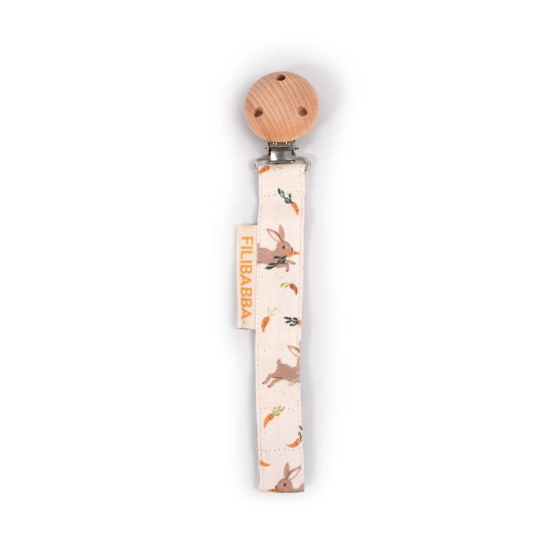 FILIBABBA Carrot Thief Schnullerkette mit Klettverschluss, Beige von FILIBABBA