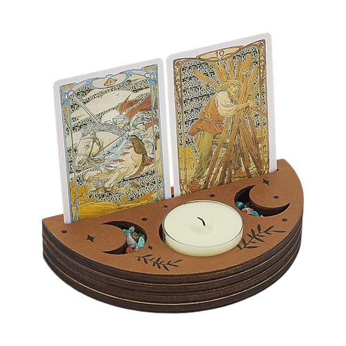 FINGERINSPIRE Tarotkartenhalter Aus Holz Halbrund Kamelfarben Tarotkartenständer Mondphasen Design Hexerei Tarotkarten Ausstellungsständer Zur Präsentation Ihrer Täglichen Affirmationskarten Dekor von FINGERINSPIRE