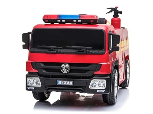 FINOOS Elektro-Feuerwehrauto für Kinder, 12 V, Firetruck, Räder mit Radiergummi, mit Fernbedienung, 2,4 GHz, 1 bis 5 Jahre (rot) von FINOOS