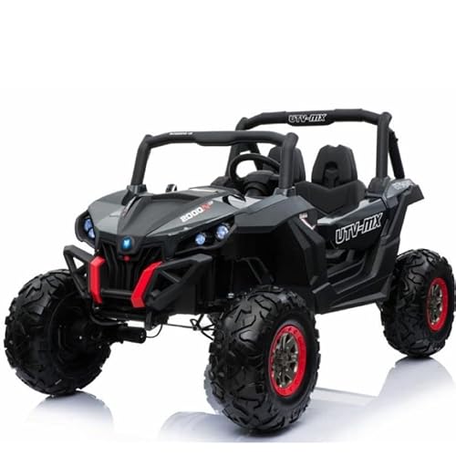 FINOOS Elektroauto für Kinder UTV-MX Buggy 24V, kinderauto 2 Sitzer, kinderelektro Auto mit 2,4 Ghz Fernbedienung, 4x4 Allrad angetrieben, Batterie: 2x12V, 2-7 Jahre (Schwarz) von FINOOS