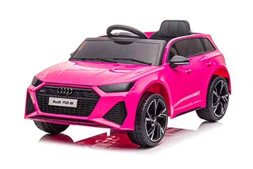 FINOOS Kinder Elektroauto A.U.D.I RS6 12V Original Lizenz Kinderauto Kinderfahrzeug - 2,4 Ghz Rc Fernbedienung (Rosa) von FINOOS