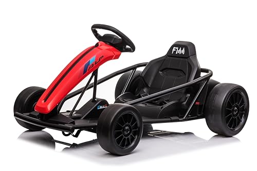 FINOOS Kinder Elektroauto 24V Drift-Kart GoKart - Drift Cart | Bis13 Km/h - 2 x 350Watt Motor - 2 x 12 Volt 9 Ah Batterie - Eva Reifen vorne - Kinder Auto ab 4 Jahren (Rot) von FINOOS