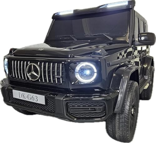 FINOOS Kinder Elektroauto Mercedes G63 2 Sitzer 24V, 4X 200W insgesamt 800W, AMG Doppelsitzer Kinderauto Elektrisch mit Fernbedienung - Ledersitz und Eva Reifen - Elektroauto für 2 Kinder (Schwarz) von FINOOS