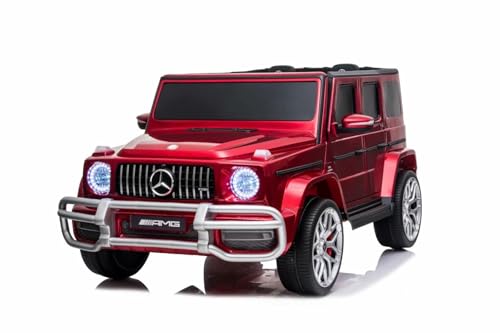 FINOOS Kinder Elektroauto Mercedes G63 AMG 2 Sitzer, Doppelsitzer Kinderauto Elektrisch mit Fernbedienung - 4x4 Ledersitz und Eva Reifen - Elektroauto für 2 Kinder (Rot) von FINOOS