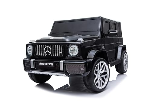 FINOOS Kinder Elektroauto Mercedes G63 AMG 12V Kinderauto Elektrisch mit Fernbedienung - Ledersitz - Gummi Reifen Elektroauto für Kinder (Schwarz) von FINOOS