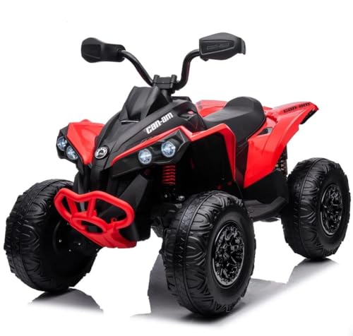 FINOOS Kinder-Elektroquad 24V, Can-am Renegade Kinder-Elektroauto 24V, LED-Leuchten, 24V, 4 x 200W-Motoren, Batterie: 24V 7Ah, weiche Eva-Räder (Rot) von FINOOS