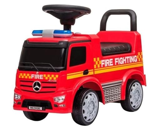 FINOOS Kinder Rutschauto Mercedes Antos - Lizenz- Rutscher - mit Stauraum, Hupe | Sirene | Pfeife | Warnlampe - Lauflernwagen - Bobbycar - Lernspielzeug für Kinder von 12-36 Monaten (Feuerwehrauto) von FINOOS