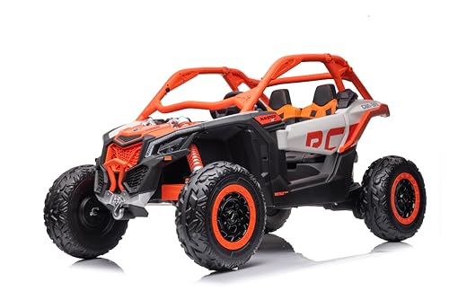 FINOOS Kinder elektroauto Maverick Buggy 24V, kinderauto 2-Sitzer, mit Fernbedienung 2,4GHz, 4 x Motor 24V, 200W, Akku: 24V, 2 – 7 Jahre (Orange) von FINOOS