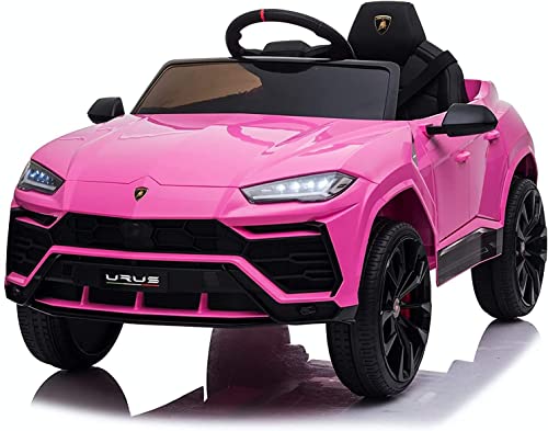 FINOOS Lambo Urus Elektroauto für Kinder, Originallizenz, Batterie, vertikal öffnende Türen, 2 Motoren, 12-V-Batterie, 2,4-GHz-Fernsteuerung, 1 bis 4 Jahre (Rosa) von FINOOS