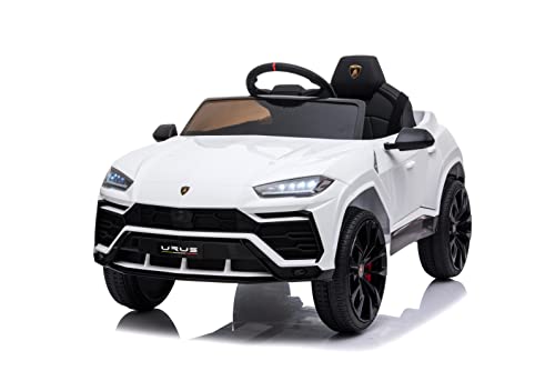 FINOOS Lambo Urus Elektroauto für Kinder, Originallizenz, Batterie, vertikal öffnende Türen, 2 Motoren, 12-V-Batterie, 2,4-GHz-Fernsteuerung, 1 bis 4 Jahre (Weiß) von FINOOS