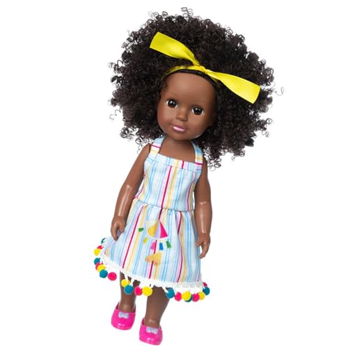 FIRSTXIU 14 Zoll Schwarz Puppen Reborns Spielzeug Kleinkind Mädchen Afrikanische Puppen Mit Kleid Rolle Spielen Reborns Spielzeug Kinder Geburtstag Geschenke von FIRSTXIU