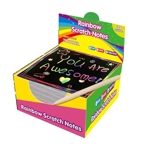 FIRSTXIU Crafty Scratch Notes Pack 100 Bunte Papiere Mit Stift Für Künstlerische Projekte. Künstlerische Scratch Paper Sammlung von FIRSTXIU