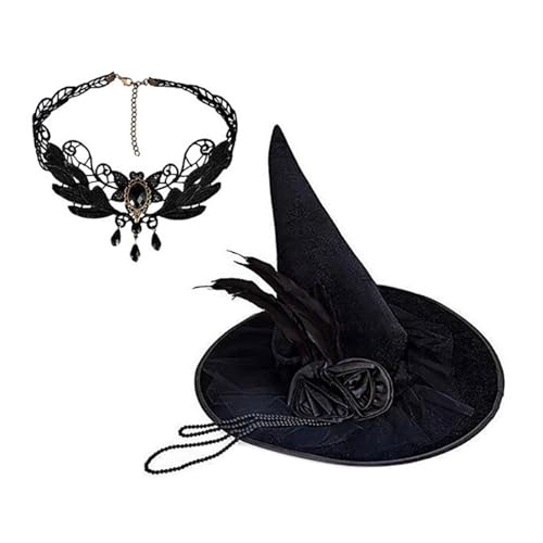 FIRSTXIU Hexenhut Einzigartige Spitzenkette Für Modebegeisterte Für Halloween Kostüm Cosplay Halloween Halsketten Schale FIRSTXIU Hexenhut Einzigartige Spitzenkette Für Modebegeisterte Für Halloween Kostüm Cosplay Halloween Halsketten Schale von FIRSTXIU
