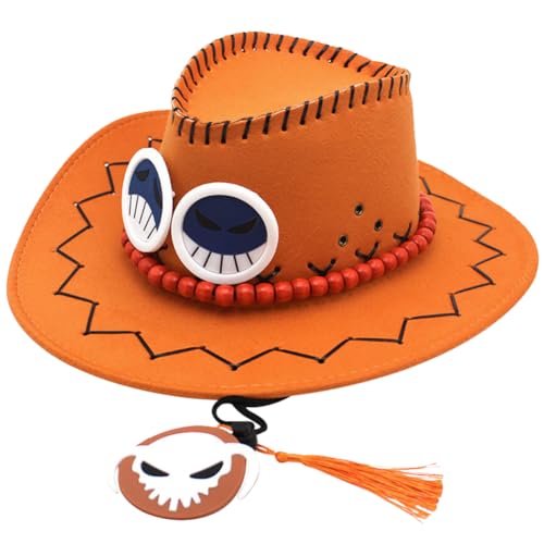 FISAPBXC Ace Hüte, Western Cowboyhut für Cartoon Anime Cosplay Kostüm Western Cowboyhut Sonnenhut Anime Cosplay Requisiten Zubehör für Halloween Geburtstagsfeier Cosplay Party von FISAPBXC