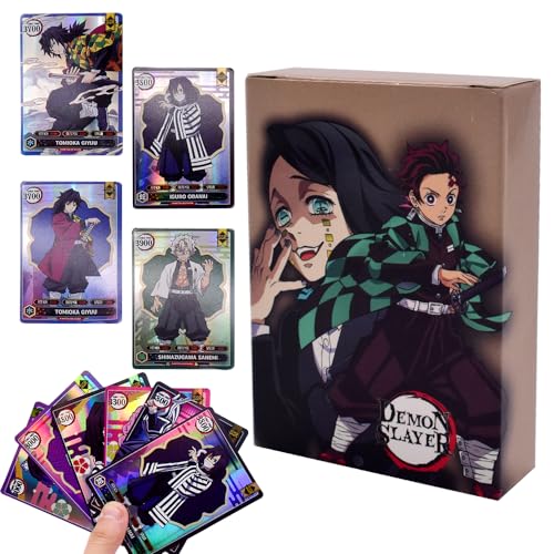 FISAPBXC Demonslayer Anime Karten Set, 50 Stück Demonslayer Kartenspiel Sammelkarten Anime Karten Card Games Karten Trading Card Pack Geburtstagsgeschenk für Kinder von FISAPBXC